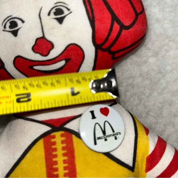 Ronald McDonald 80's plush flat stiff stuffed pillow 13" with McDonald pin READ - Picture 7 of 12